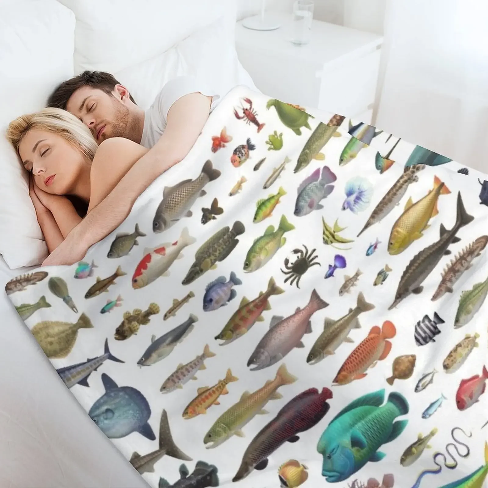 جميع الأسماك N STUFF Critterpedia رمي بطانية التخييم الفاخرة رشاقته واحدة الفاخرة رمي البطانيات