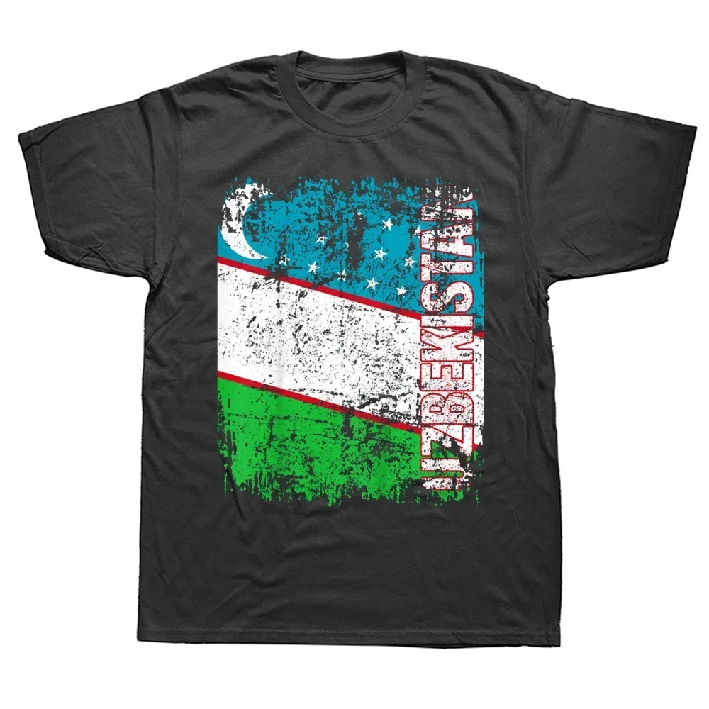 Summer Style Graphic Cotton Streetwear Short Sleeve Birthday Gifts T-shirt Mens Clothing Funny UZBEKISTAN Flag Vintage T Shirts