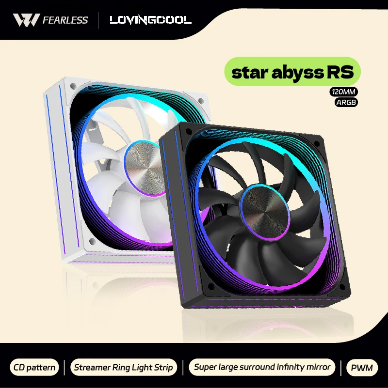 LOVINGCOOL Star Abyss Pro RS PC Fan ARGB Mute 120MM PWM Super Large Surround Infinity Mirror Chassis Fan 12V Ventilador