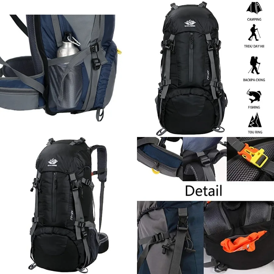 

50L Hiking Backpack Men Camping Backpack with rain cover 45l+5l Lightweight Backpacking Backpack Travel Backpack