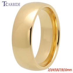 2/3/4/5/6/7/8/10MM Gold-Color Wedding Band Tungsten Carbide Ring For Men Women Domed High Polished Finish Classic Jewelry