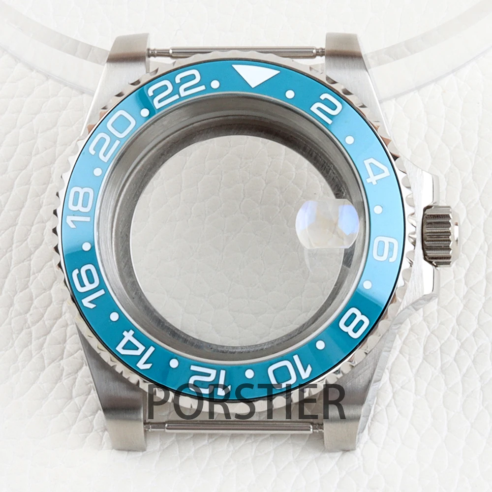 

40mm NH35 Watch Case Ice Blue Ceramic Bezel Sapphire Glass for SUB GMT NH34 NH35 NH36 NH38 Movement Solid 316L Stainless Steel