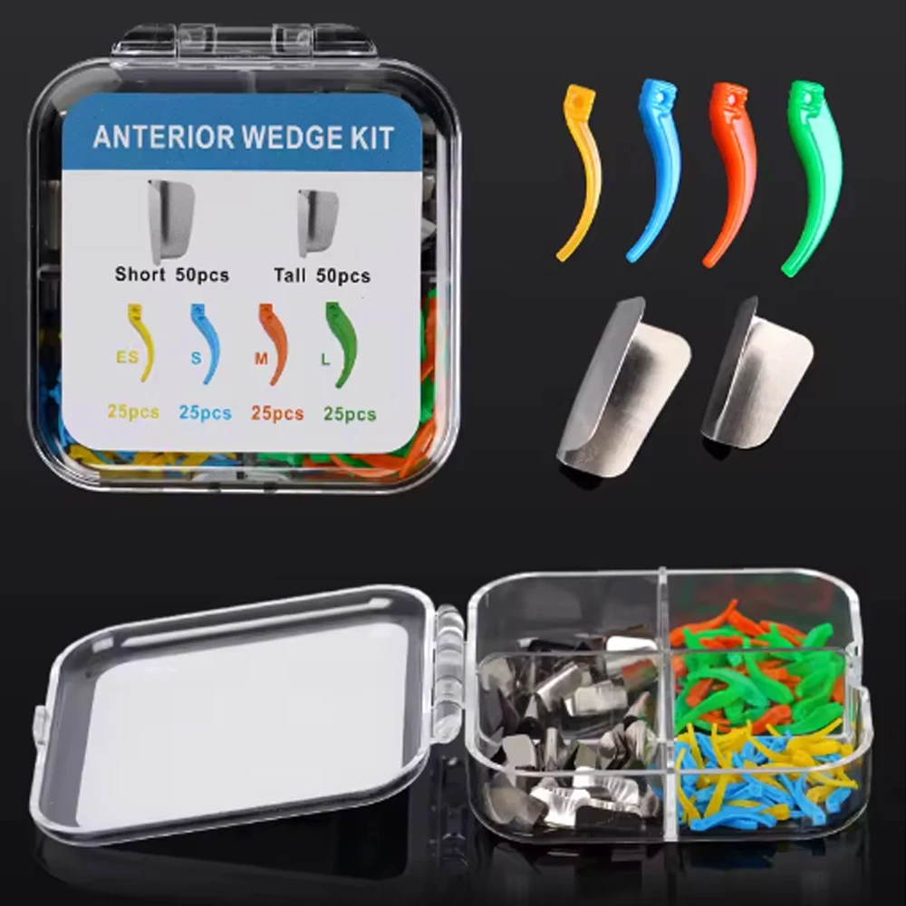 200Pcs Dental Anterior Matrix System with Matrix Bands and Interdental Wedges for Restorative Dentistry