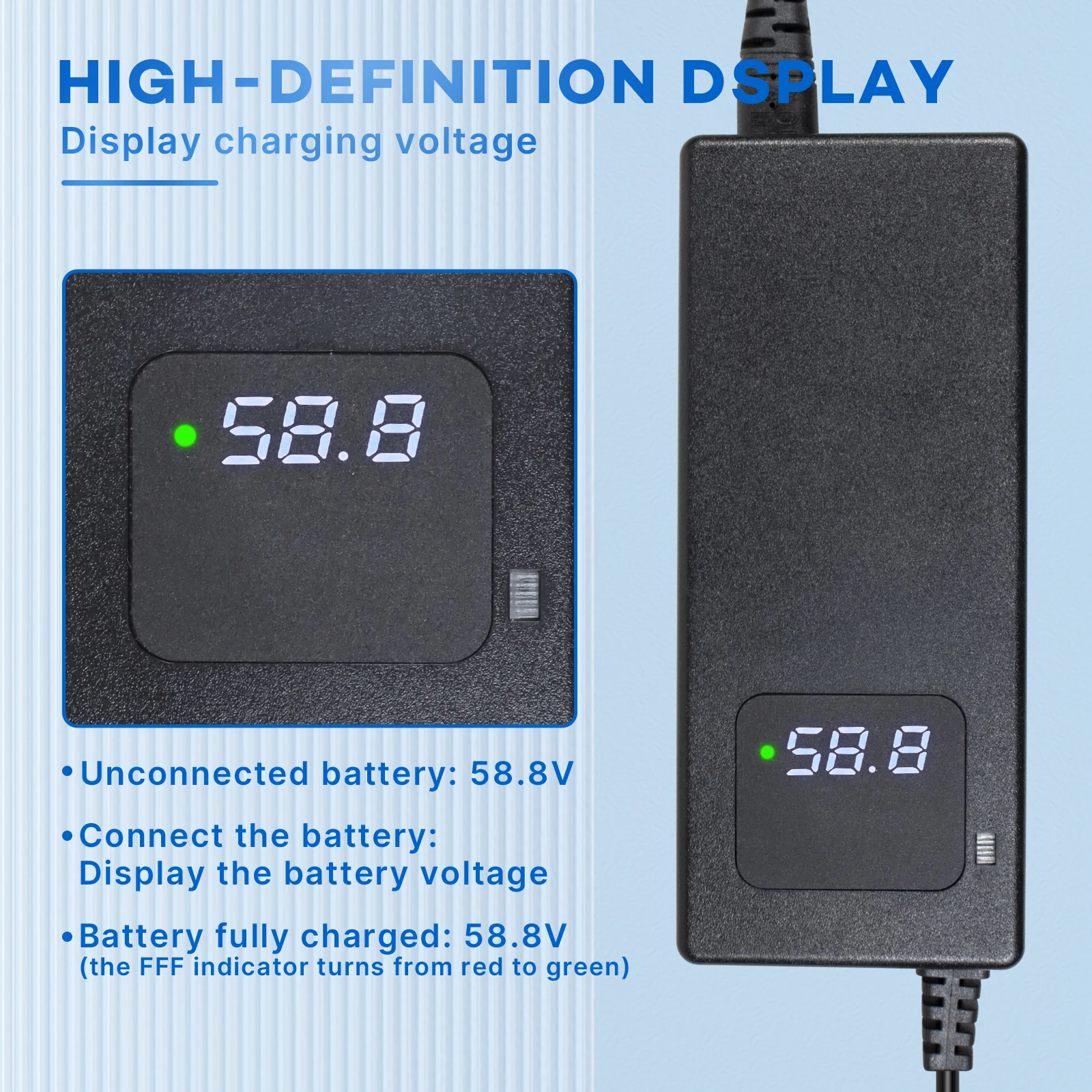 

YZPOWER 58.8V 2A Lithium Charger Intelligent Power Supply 48v 14s Lithium Battery Electrical Equipment Universal Display Screen