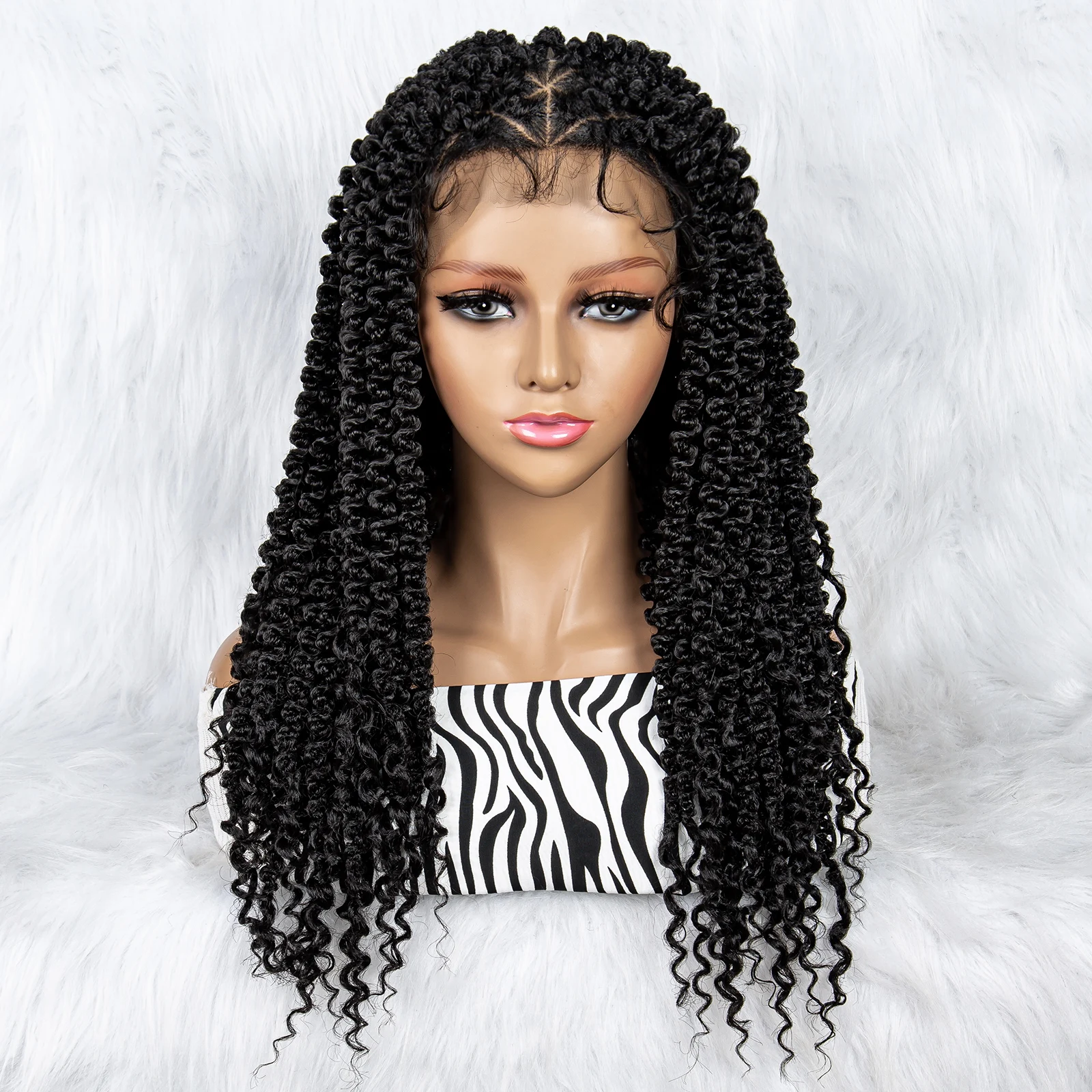 18Inch Synthetic Full Lace Braids HD Lace Front Braiding Wigs with Baby Hair Natural Lace Twisted Braided Wigs for Black Women