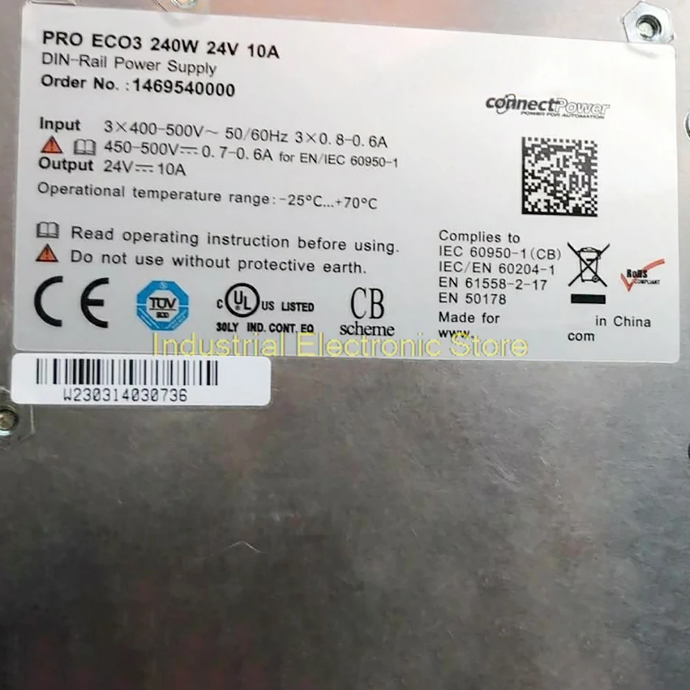 

DIN-Rail Power Supply PRO ECO3 240W 24V 10A For Weidmuller Three-Phase Power 1469540000