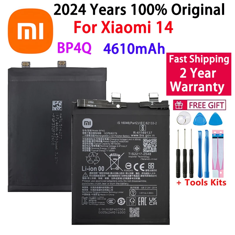 2024 Years 100% Original Battery BP4Q For Xiaomi 14 , BP4R For Xiaomi 14 Pro 14Pro Phone Replacement Batteries Fast Shipping