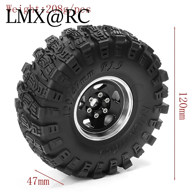 LMX 4 個 120 ミリメートル 1.9 "メタルビードロックホイールリムゴムタイヤセット 1/10 RC クローラー車トラクサス TRX4 RC4WD D90 D110 アキシャル SCX10 MST 用