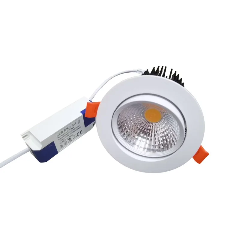 Dimmable Recessed COB LED Downlights5W 7W 9W 12W 15W 18W Angle Adjustable Spot Lights AC85~265V LED Ceiling Lamp Indoor Lighting