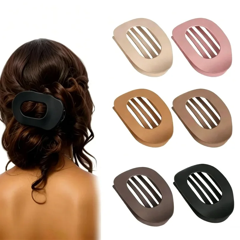 Fashion Oval Flat Hair Claw Clips for Women Matte Duckbill Clip Back-of-Head Bun Hair Accessories Simple Clip Hair Ornament#hair clips, hair claws, women's products, bathroom supplies - Detail 1