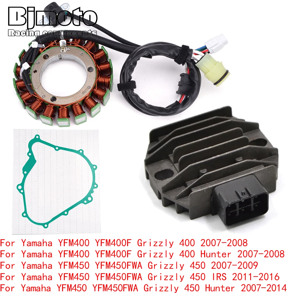 

Stator Coil + Regulator rectifier For Yamaha YFM400 YFM450 YFM 400 F FA FWA FWAN Grizzly Kodiak 400 450 2WD 4WD With Gasket