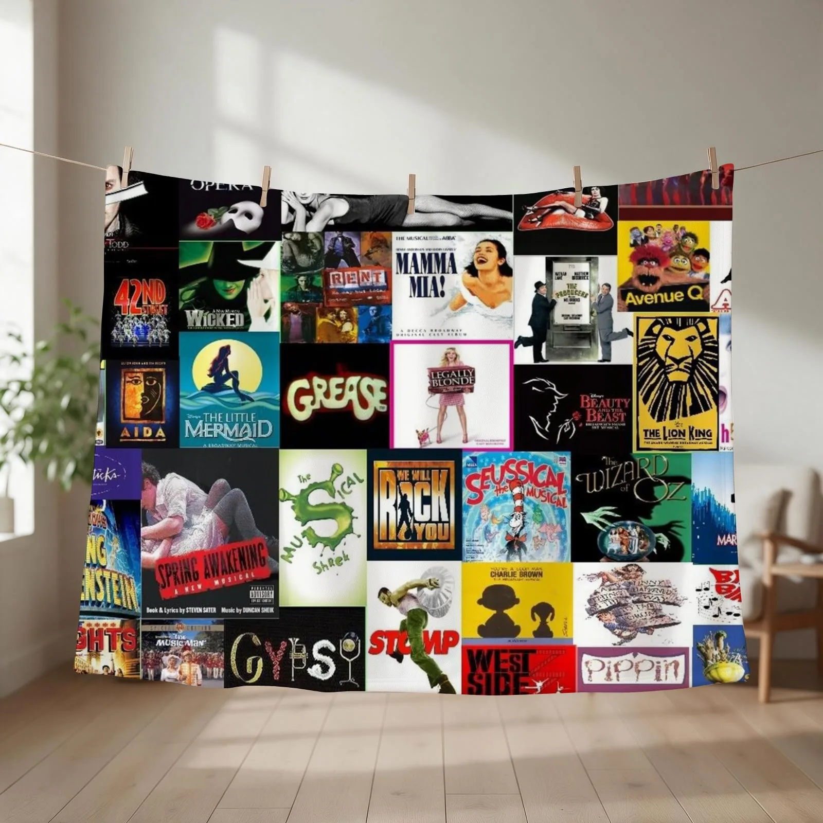 Broadway Musical Collage 2 Throw Blanket Soft Loose For Sofa Thin blankets ands Blankets