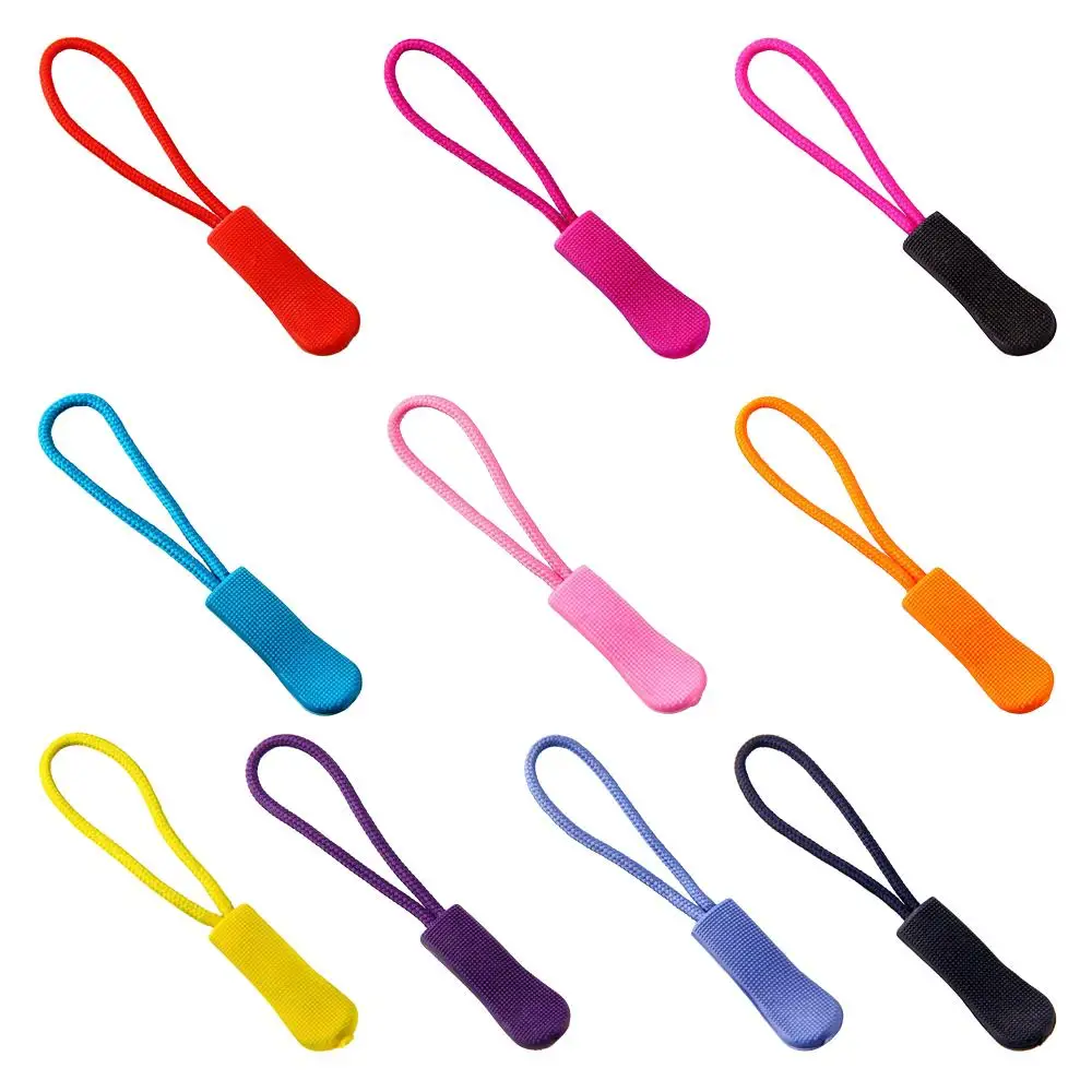 10/20pcs 9 colors Travel Clothing Bags Clip Buckle Cord Rope Pullers Zip Puller Replacement Ends Lock Zips Zipper Pull