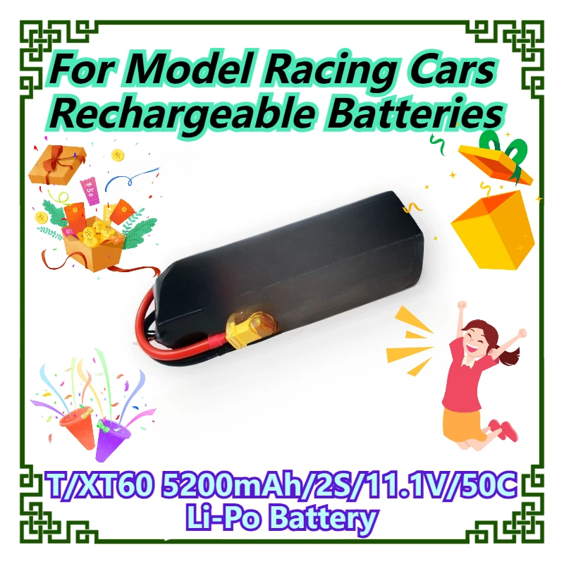 

T/XT60 5200mAh/2S/11.1V/50C Li-Po Battery For Model Racing Cars Rechargeable Batteries