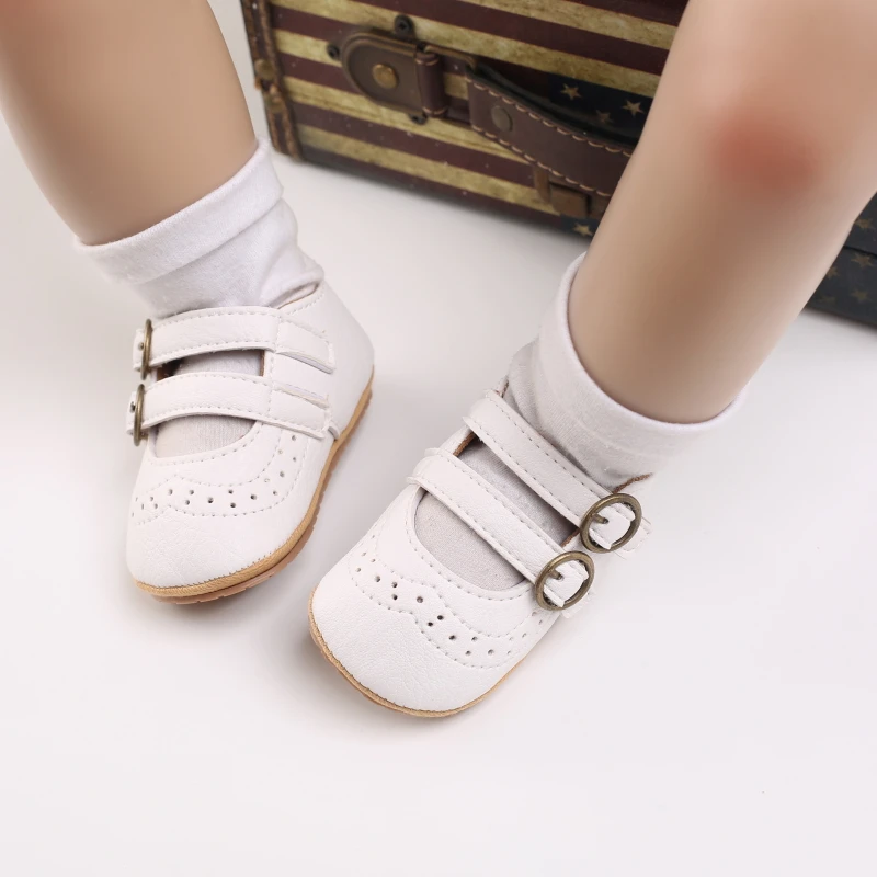 Baby Casual Shoes Baby's Non slip Rubber Soft Sole Flat PU First Walker Newborn Stripe Decoration Mary Janes