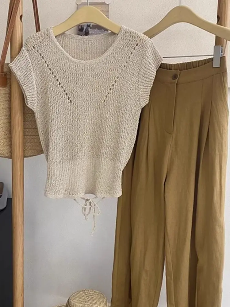 アイスシルクニットシャツ レディース 半袖 薄手 2025年新作 夏 おしゃれ エイジングケア サマーパーカー ショート丈 ホロートップ