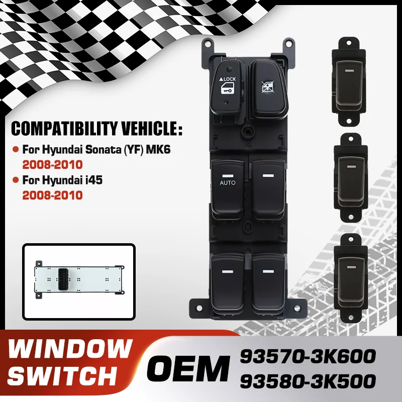 

93570-3K600 93580-3K500 Car Electric Master Power Window Switch Lock Switch For Hyundai Sonata YF MK6 Hyundai i45 2008 2009 2010