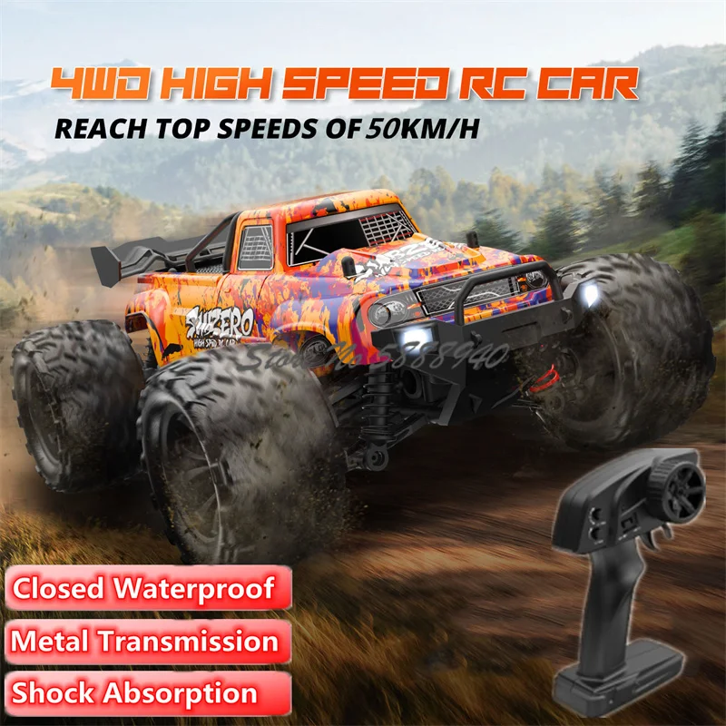 

50KM/H Off Road High-Speed Remote Control Truck Vehicle 1:16 Scale 2.4G 4WD Waterproof All Terrain Drift RC Truck Car Model Toy