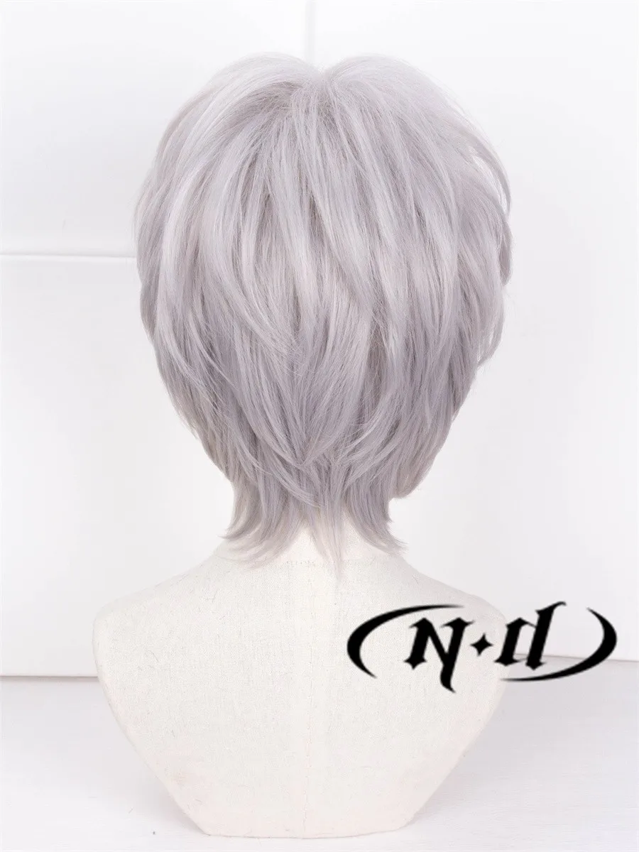 Charlie Wigs Cosplay Silver Grey Short Synthetic Anime Cosplay Costume Wigs Halloween Party Play Role Hair