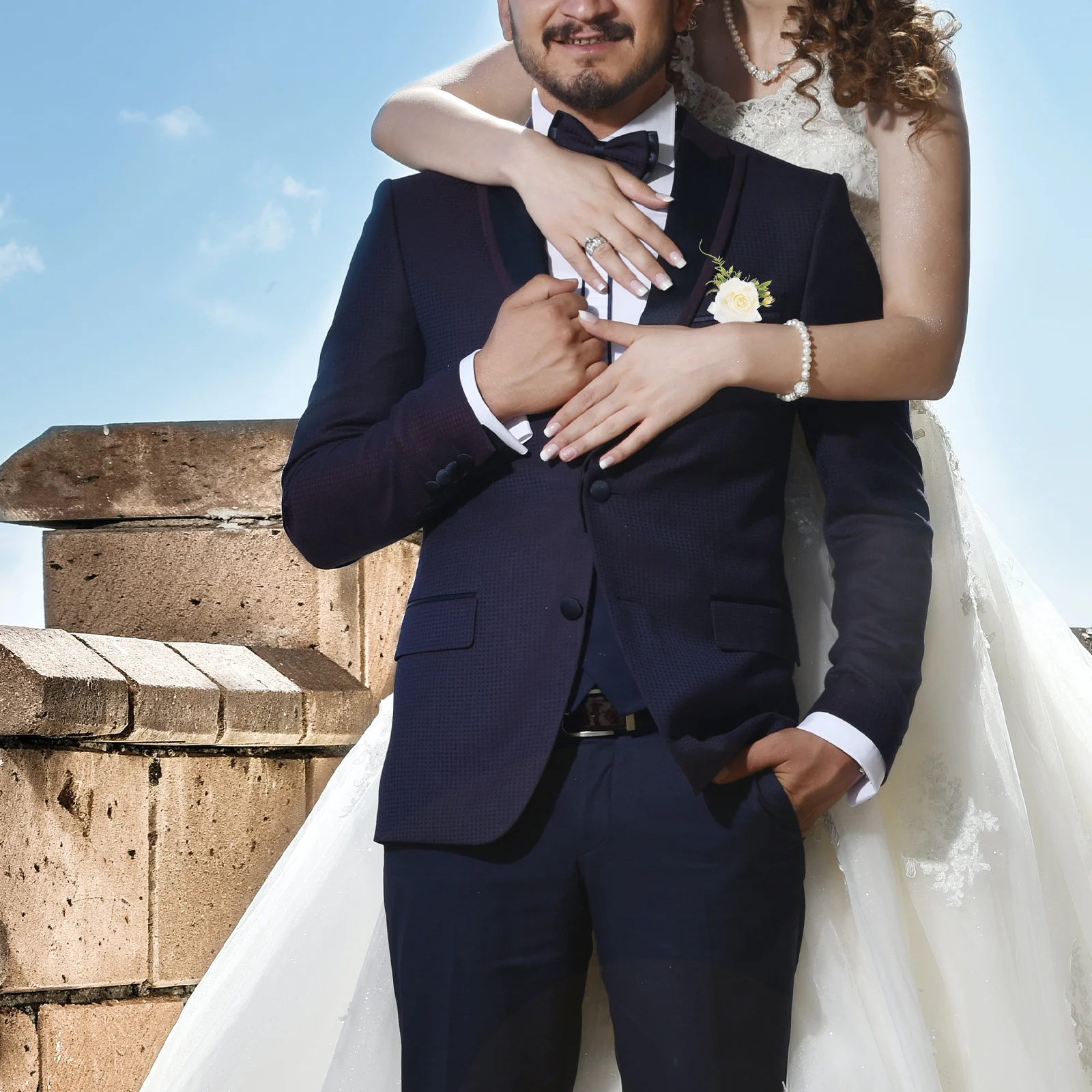 

Artificial Flower Boutonniere Rose Corsage Classic Fresh Bride Wedding Party Decoration Romantic Memory