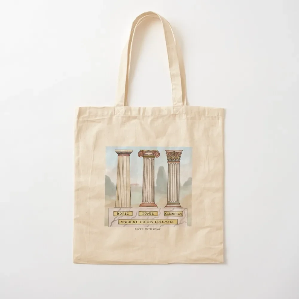 

Polychrome Ancient Greek Column orders - with watercolour background Tote Bag hand bag large size bags Tote Bag