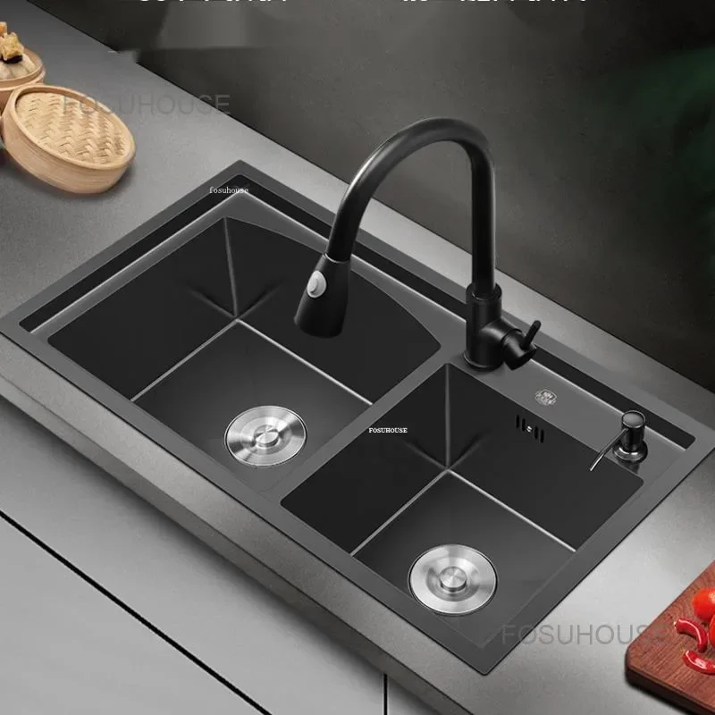 304 Stainless Steel Kitchen Sinks Handmade Household Nano Sink Minimalist Double Large Novel Accessories