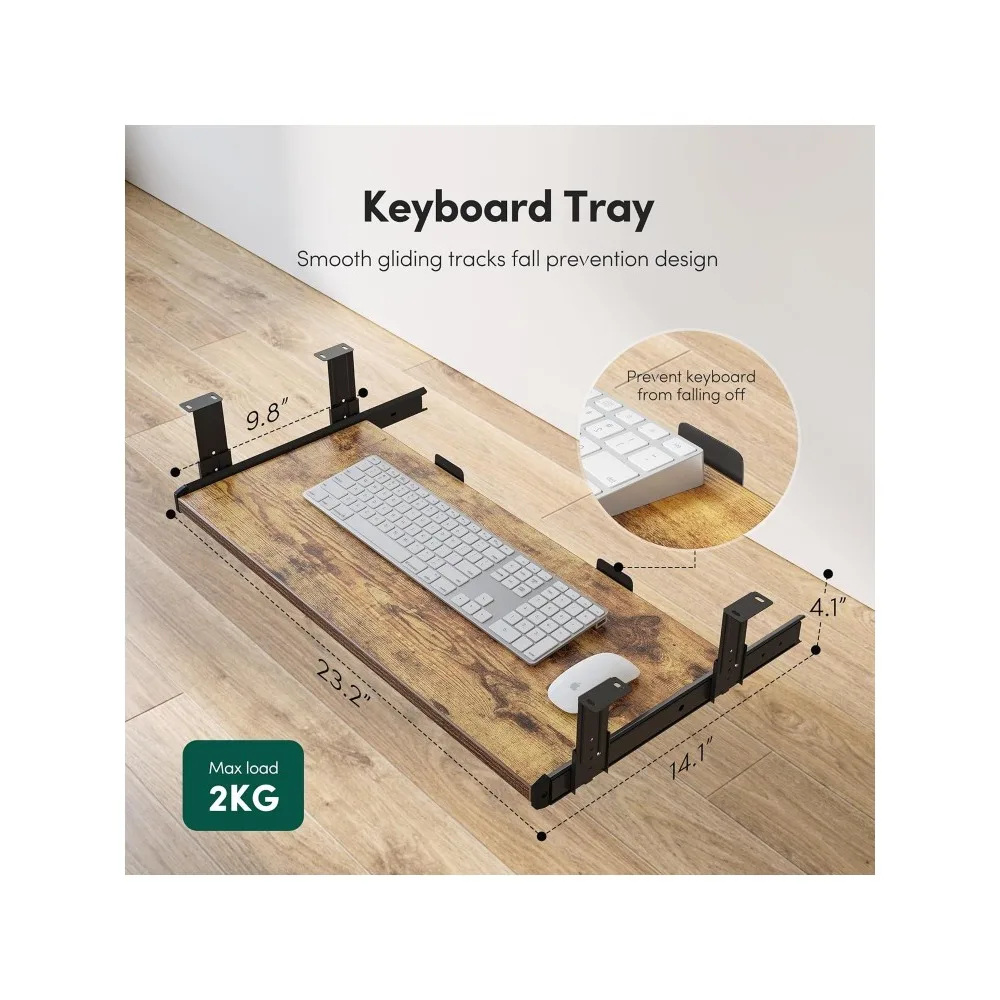 Standing Desk with Keyboard Tray, 40 × 24 Inches Electric Height Adjustable Desk, Sit Stand Up Desk, Computer Office Desk