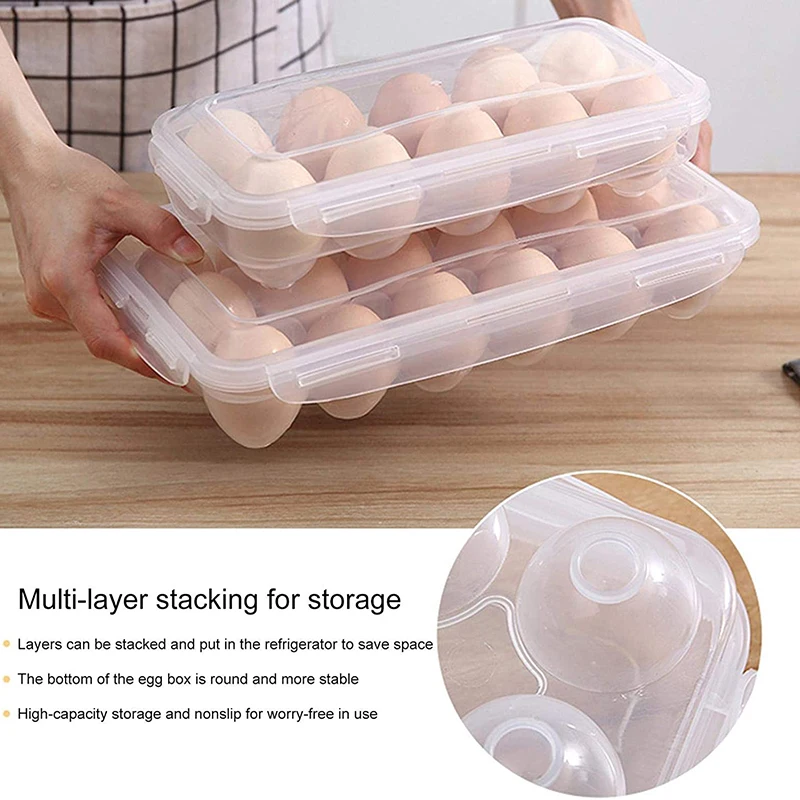 Egg Storage Box With Lid Kitchen Refrigerator Egg Box Egg Drop Rack Egg Storage Box Fridge Egg Organizer 10/18 Grid Egg Tray