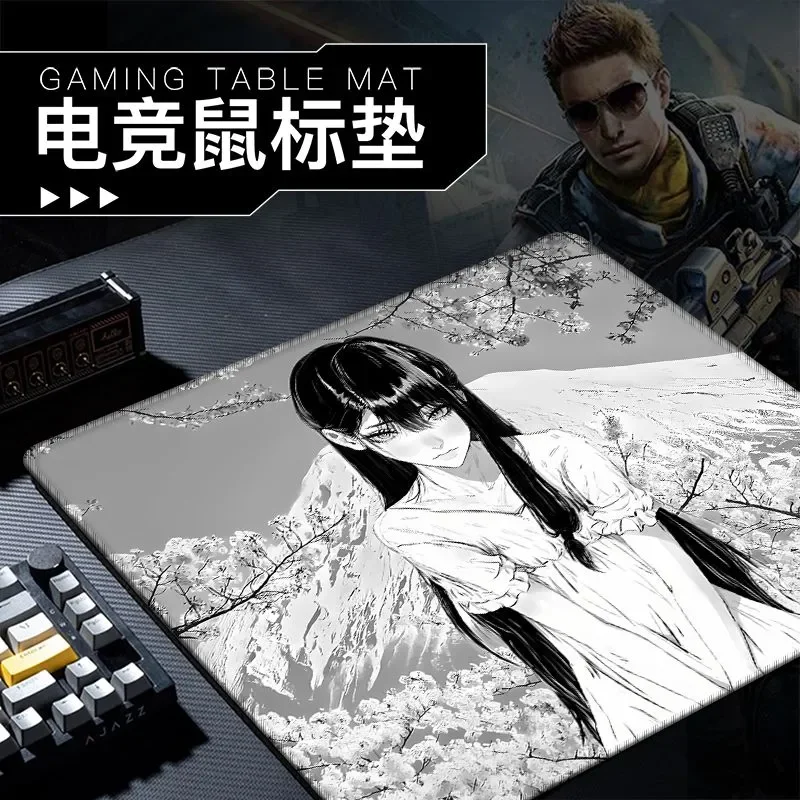 Anime Sakura Girl Kawaii GlassGamingMousePad SmoothFrostedSurfaceDeskMatTemperedUpgradeFPSOfficeMousepadEsports