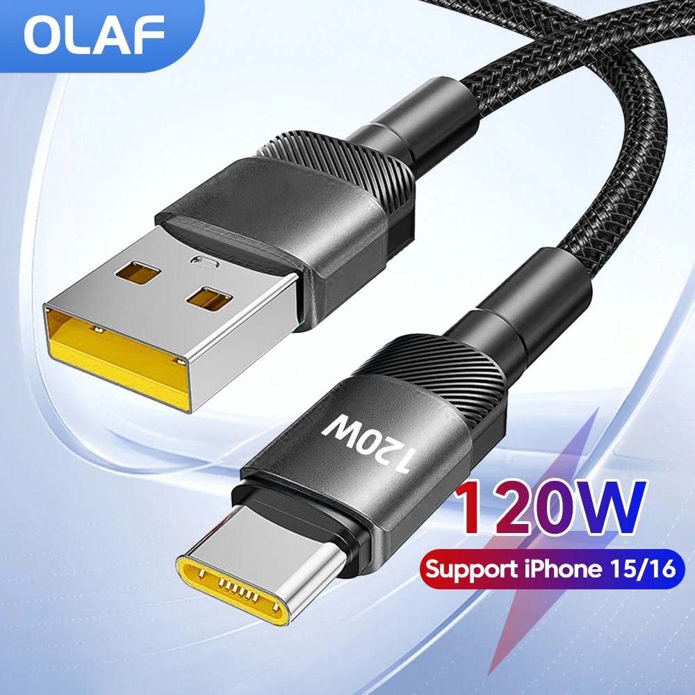 

120W USB Type C Cable Fast Charging USB C Charger Cord For iPhone 15 16 Huawei P40 P30 Realme Oppo Oneplus Samsung Power Bank