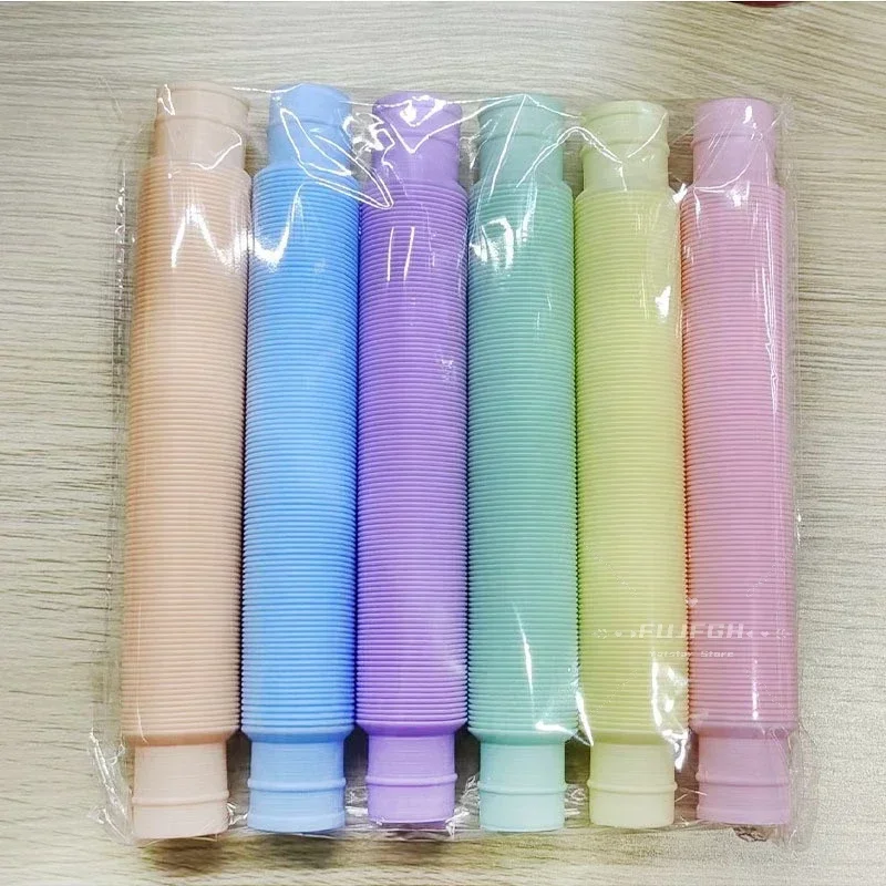 6 12 18 24 Pcs Pop Tubes Sensory Toys Fidget Pop Tube Stress Relief Decompression Finger Toy Telescopic Tube for Kids Teenager