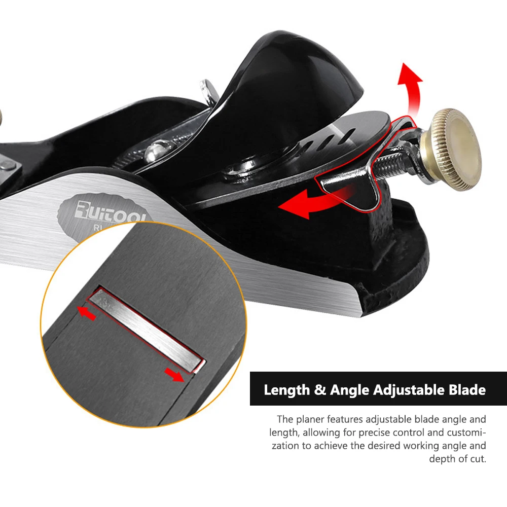 Small Woodworking Planer Wood Board Planer T10 Steel Blade with Angle Adjustable Function Ergonomic Design for Smooth Planing