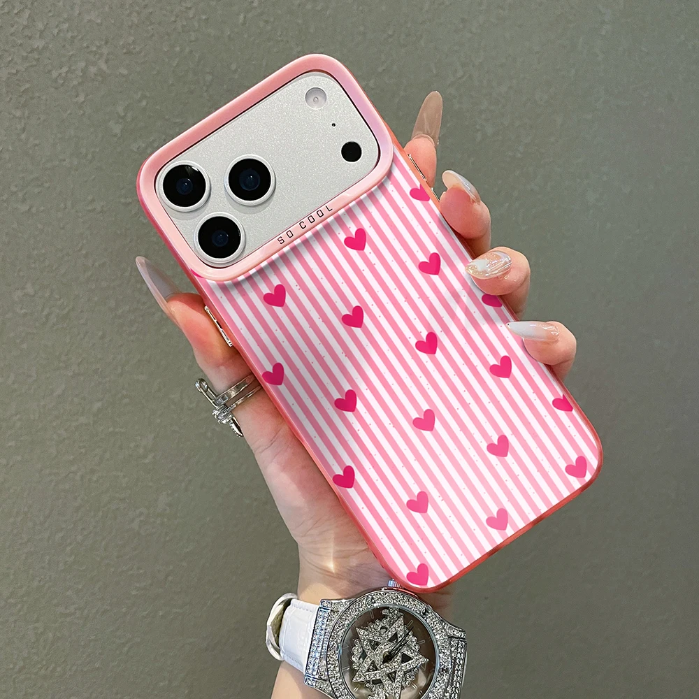 Gestreifte Herzen Luxus-Hülle für iPhone 17 15 16 14 Pro Max Case Plus für iPhone 13 11 12 ProMax XS XR XS 7 8 Plus 16E INS Hüllen – Detail 5