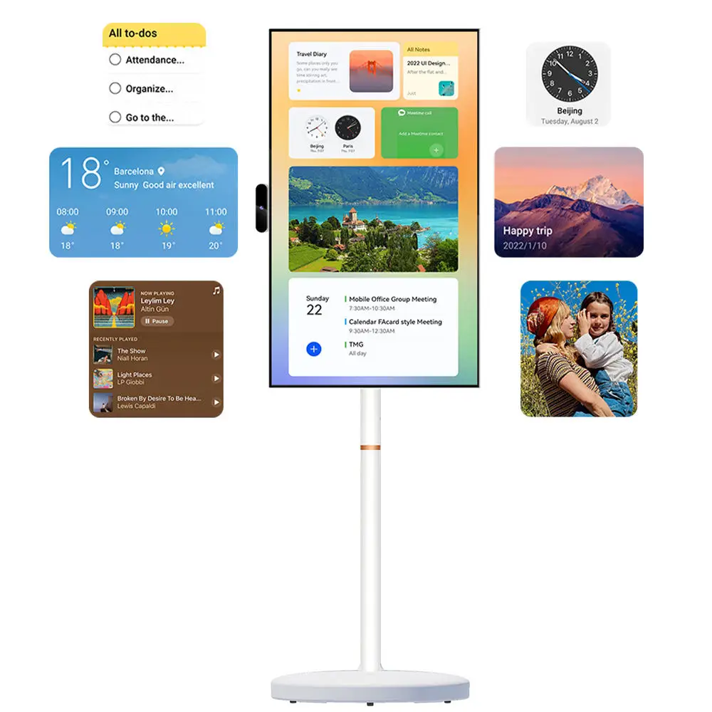 24-Inch LED 1080p Full HD 10-Point Touch Screen Android 12 Smart TV with 5MP Battery Operated Portable