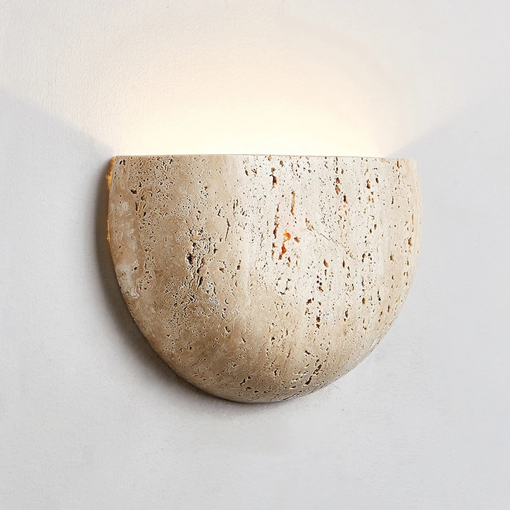 Bedroom Bedside Wall Lamp Wabi Sabi Style Retro Yellow Cave Stone Background Wall Lamp Hallway Entrance Atmosphere Wall Lights