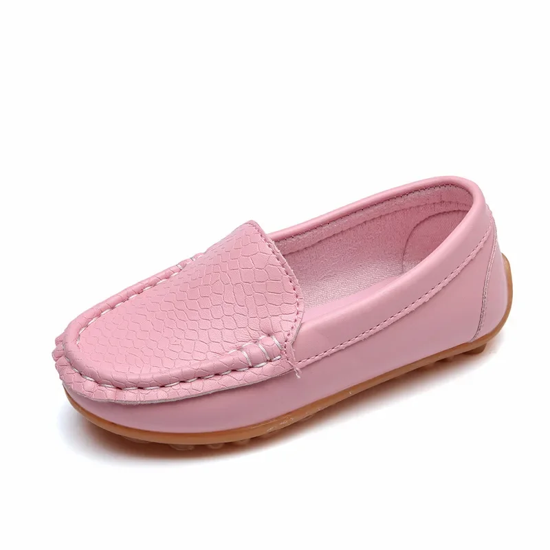 Children Casual Shoes PU Leather Color Korean Styles Boys Girls Shoes Soft Comfortable Loafers Slip On Kids Shoes