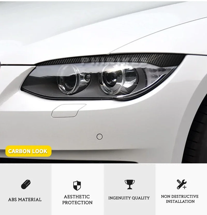 ABS Gloss Black Headlight Eyebrows Eyelid For BMW 3 Series E92 E93 3 Series 2007 2008 2009 2010 2011 2012 2013 2014