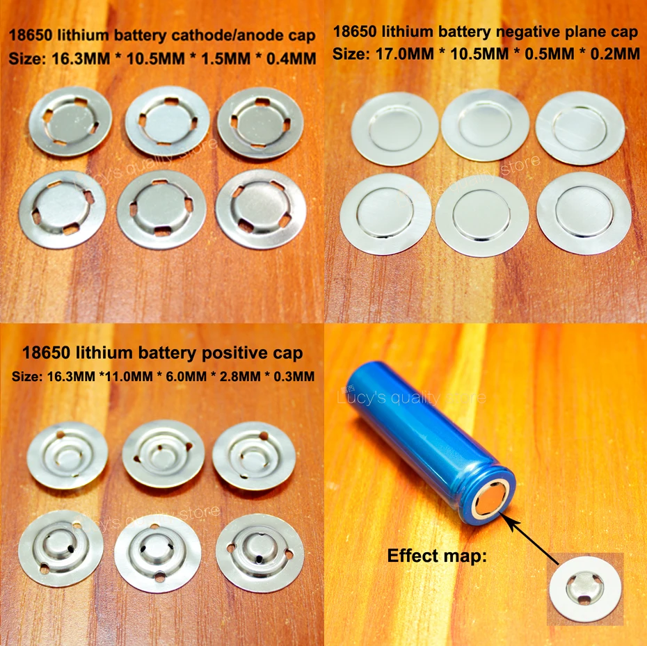 Capuchondebatterieaulithiumenacierinoxydable,peutêtresoudéparpoints,pôlepositif,accessoiresnégatifs,100piècesparlot,18650-AliExpress13