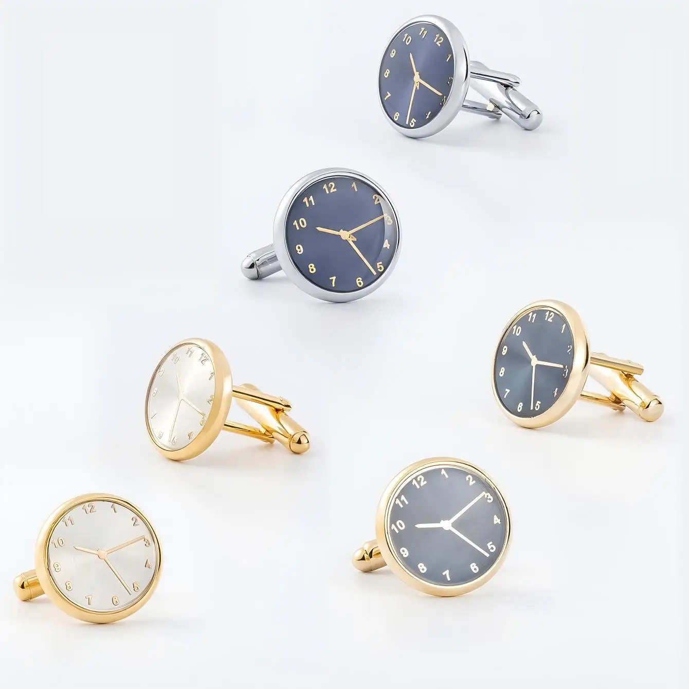 Fashion Groom Clock-shaped Metal Cufflinks Button for Men Shirt Business Jewelry Gift For Wedding