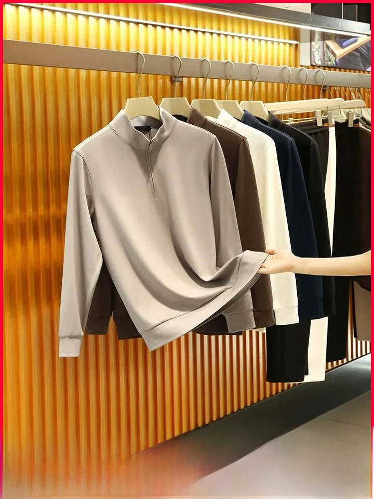 

Итальянская роскошная мужская толстовка с капюшоном на подкладке, повседневная толстовка с воротником на молнии, осень-зима, высокоэластичная базовая толстовка со стойкой...