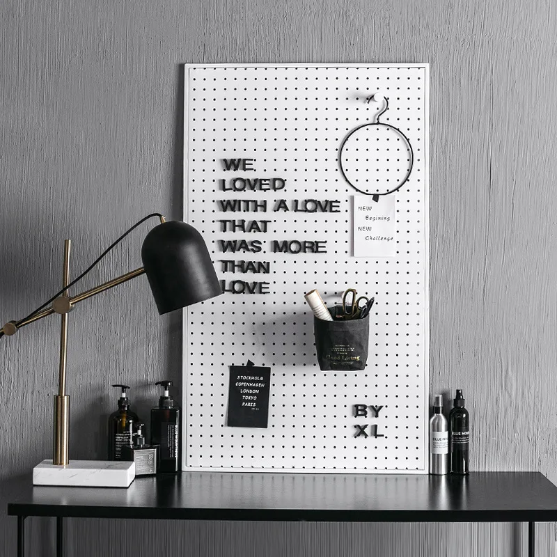 Modern Nordic black and white iron art hole board wall storage and decoration rack wall decoration hanging decoration home