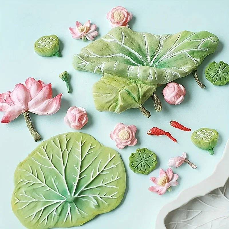 

1pc, Lotus Chocolate Mold, Flowers Leaves Shaped Silicone Mold Chinese Candy Mold Fondant Mold Biscuit Mold Cake Decorating Tool