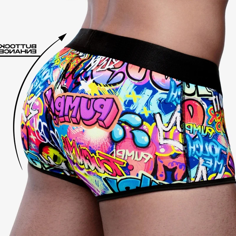 1PCS MP Sexy Underwear Men Boxershorts Low Waist Bikini Man Boxer Shorts Funny Graffiti Men Trunks Gay Men Underwear Boxer MP225