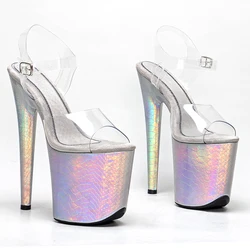 Leecabe 20cm/ 8inches PVC Upper Snake PU Cover Platform High Heel Sandals Pole Dance Shoes