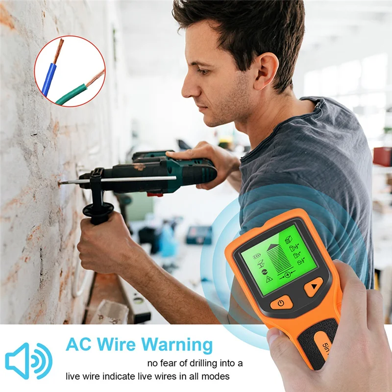 5 في 1 الجدار الماسح الضوئي مسمار الكاشف الرقمي المحمولة الجدار الكاشف PVC انبوب ماء مكتشف المعادن الماسح الضوئي برتقالي دائم