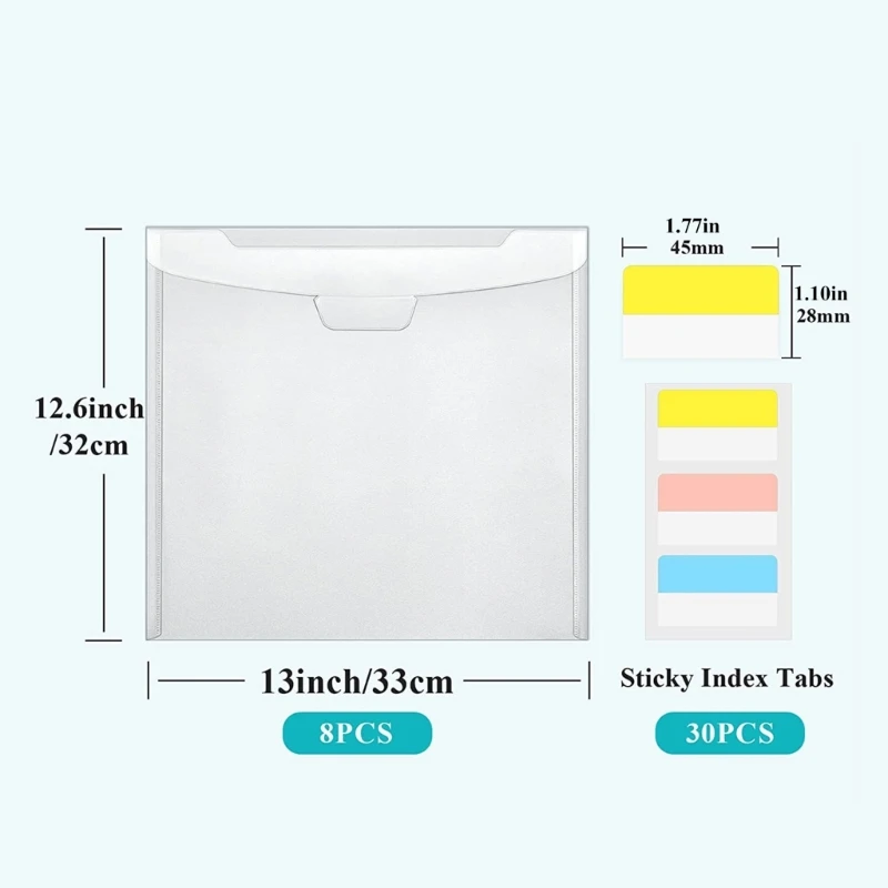 10Pcs Scrapbook Paper Storage Organizers Clear Scrapbook Paper Organizers with Sticky Indexes Tabs Holds Scrapbook Paper