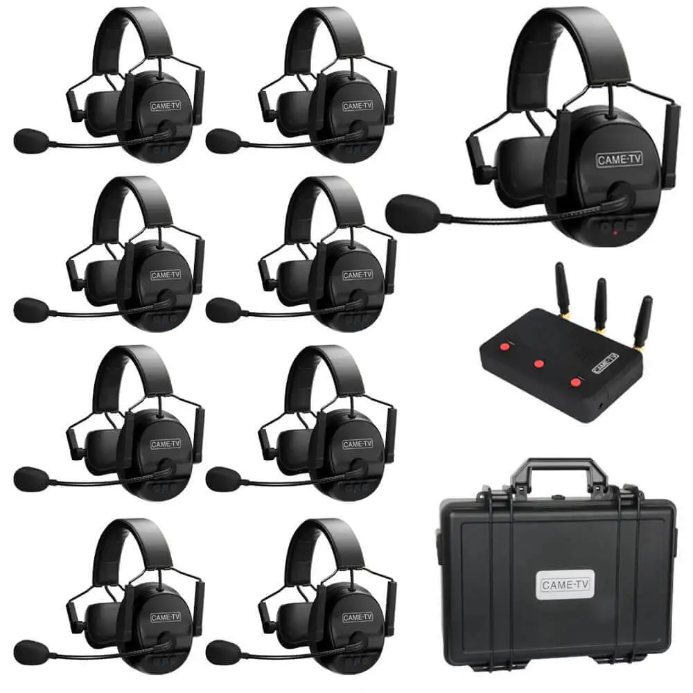 CAME-TV Kuminik8 1.9G Single Ear Duplex Digital Wireless Headset Foldable 9 Pack Intercom  Wireless Transmission communicator