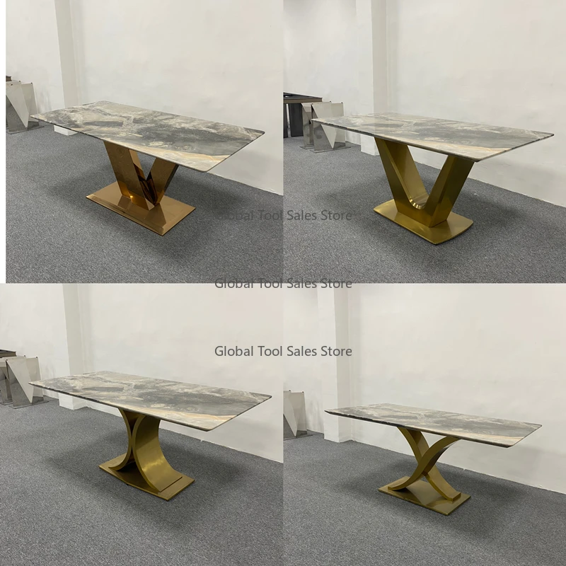 Marble Dining Table Legs Light Rock Plate Bracket Stainless Steel Base for Rectangular Tables Furniture