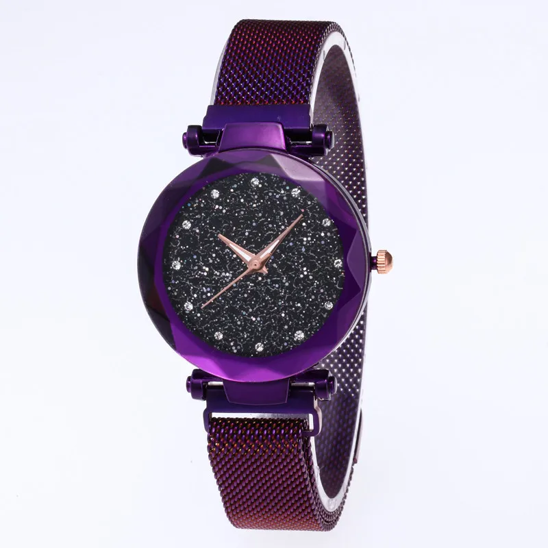 Luxury Magnetic Starry Sky Watch for Women Crystal Analog Quartz Wristwatches Ladies  For Gift Clock