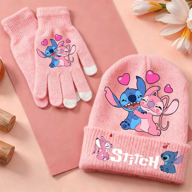 2 قطعة غرزة ديزني الأطفال محبوك قبعة قفازات Kawaii الكرتون المطبوعة قبعة الفتيات الشتاء في الهواء الطلق الدافئة اكسسوارات هدايا عيد الميلاد #6